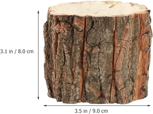 Miniatura 2 de HOMSFOU - Paquete de 3 cubos de flores impermeables de 3.54 x 3.54 x 3.14 pulgadas, contenedores de madera rústica para plantas de troncos, macetas