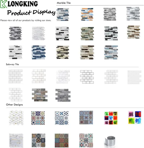 Miniatura 4 de LONGKING - Loseta en muro adhesiva para cocina con diseño de mármol (10 azulejos) (marrón claro)
