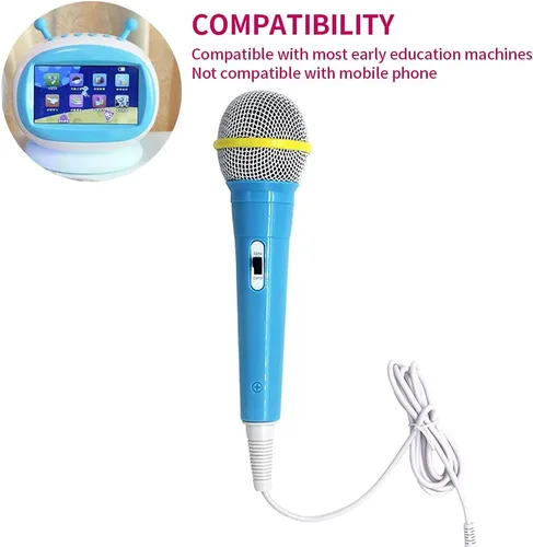 Miniatura 4 de Micrófono con cable, micrófono dinámico de 0.138 in, conector ligero, sin batería, para niños, máquina de cantar para el hogar (azul), tamaño libre