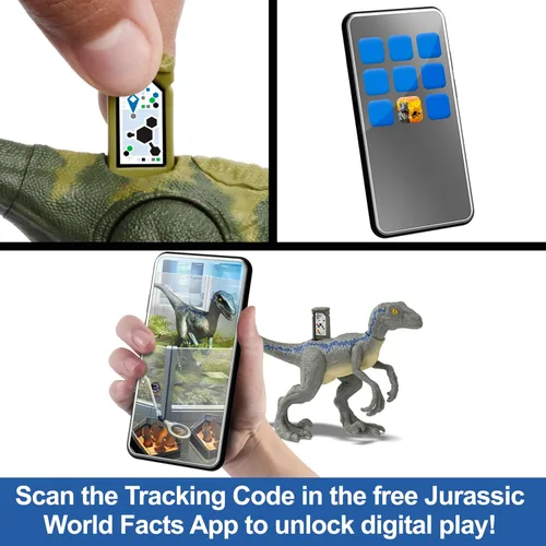 Miniatura 4 de Mattel Jurassic World Track 'n Attack - Figura de acción de dinosaurio, juguete de tiranosaurio Rex con luces, sonido, movimiento y accesorios