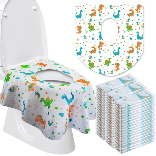Miniatura 7 de Paquete de 50 fundas desechables para asiento de inodoro, extra grandes, envueltas individualmente para niños y adultos, fundas de asiento
