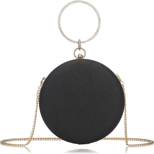 Bolso redondo de noche con purpurina brillante y asa superior para fiesta, cruz, bolso de hombro para boda, novia