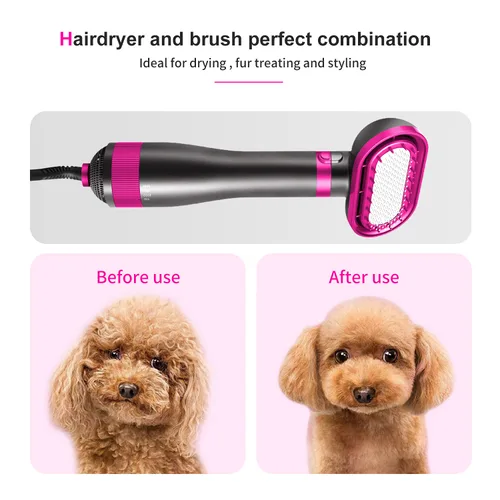 Miniatura 5 de Secador de pelo para perros, secador de pelo y cepillo 2 en 1, secadora de aseo para mascotas de 300 W, circulación de 360 grados fuera del viento
