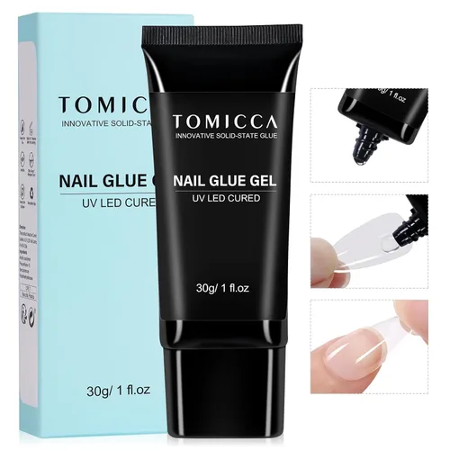 Miniatura 12 de TOMICCA Puntas de uñas de almendra extra cortas, 192 unidades, 12 tamaños, puntas de uñas cortas de cobertura completa, uñas acrílicas transparentes