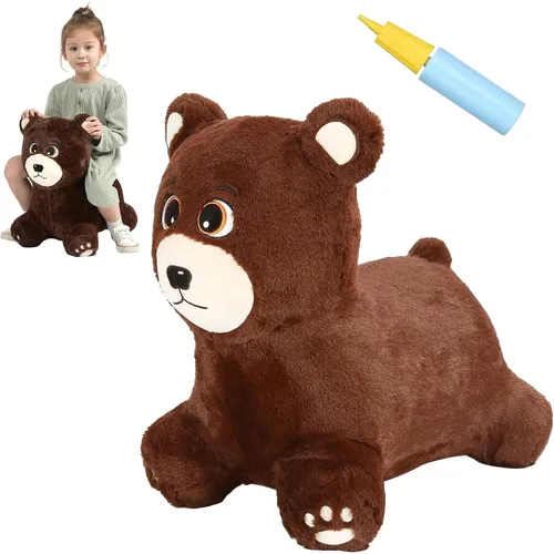 Miniatura 10 de INPANY Caballo Saltarín, Juguetes Panda Brincolín, Animal de Peluche Saltarín para Niños Pequeños, Juguetes de Goma Inflables para Montar, Regalo