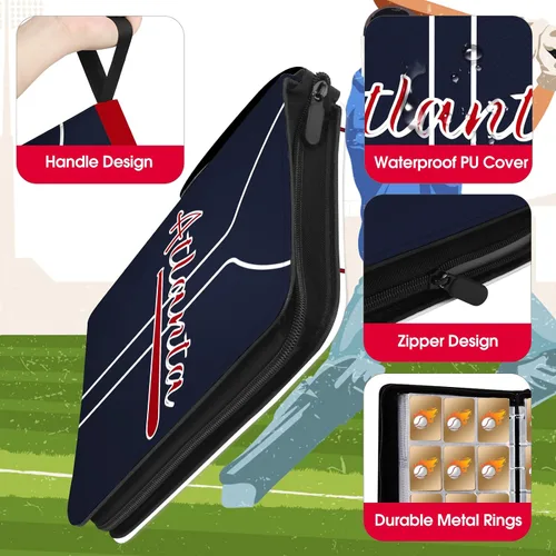 Miniatura 2 de Carpeta de Tarjetas de Béisbol con Fundas de 900 Bolsillos, Portador de Tarjetas de Béisbol de Atlanta para Tarjetas Coleccionables, Álbum