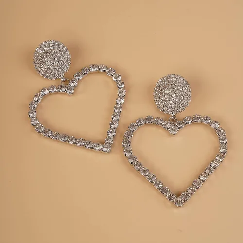 Miniatura 6 de YERTTER Elegantes aretes de gran tamaño, aretes colgantes de cristal con diamantes de imitación para mujer, aretes largos de moda con borlas