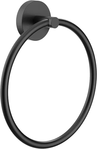 Portatollas de Mano Atornillable Negro Mate Anillo para Toallas para Pared de Baño de Acero Inoxidable Colgador de Toallas Redondo para Accesorios