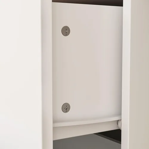 Miniatura 6 de FUNSIR Armario de dormitorio de 4 puertas, armario de madera con espejo, 2 rieles para colgar ropa, 5 estantes de almacenamiento y 2 cajones, unidad