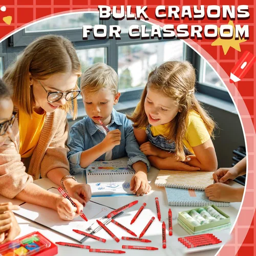 Miniatura 3 de Tenceur Juego de 100 crayones de un solo color a granel, regalos de fiesta, pasteles para adultos, profesores, pintura, aulas, grupos, fiestas, Rojo