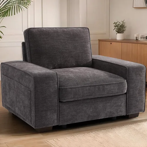 Miniatura 59 de TEKAMON Sofá Modular de 100" con Almacenamiento en los Asientos, Cómodo Sofá de Tela Chenilla de 3 Plazas para Sala de Estar, Oficina, Apartamento