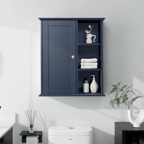Miniatura 13 de Armario de pared de baño sobre el inodoro, armario de almacenamiento montado en la pared, gabinetes de madera para medicamentos para baño, Negro