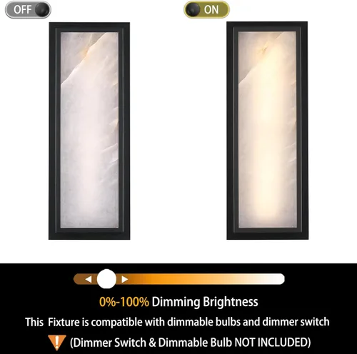 Miniatura 3 de Aplique de pared LED de alabastro natural de 16 pulgadas para baño, 20W-3000K, lámpara de pared moderna de estilo conciso, acabado negro