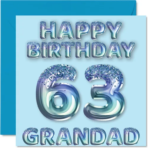 Miniatura 123 de Stuff4 Tarjeta de primer cumpleaños para niños, globo de fiesta con purpurina azul, tarjetas de feliz cumpleaños para niño de 1 año, nieto, hijo, 57