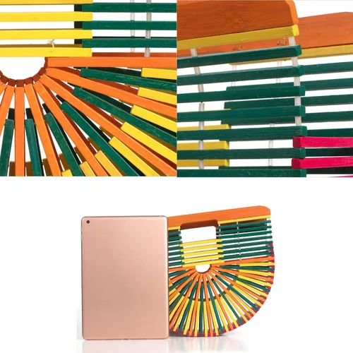 Miniatura 5 de RULER TRUTH Bolso de bambú para mujer de paja hecho a mano, bolso de bambú natural para playa de verano