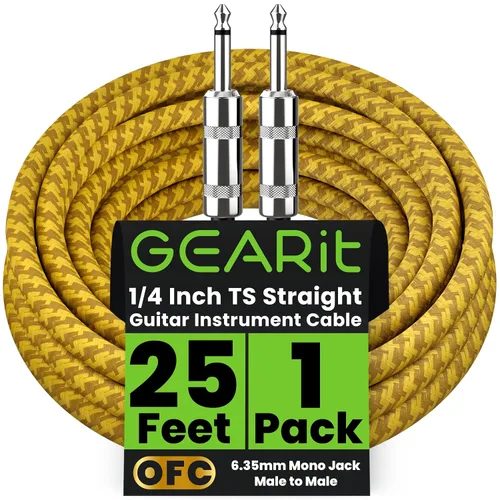 Miniatura 11 de GEARit Cable de instrumento de audio (10 pies) en ángulo recto a recto de 1/4 de pulgada macho a macho para cable AMP, base y guitarra eléctrica