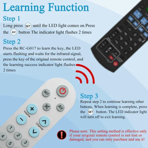 Miniatura 4 de Control remoto universal de TV con botón grande para ancianos, personas mayores, mayores (requiere control remoto original), con retroiluminación