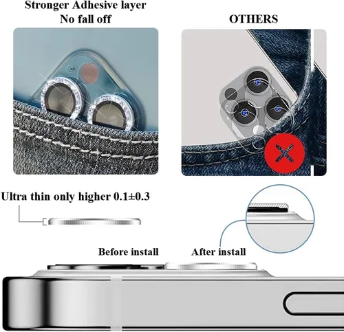 Miniatura 6 de Protector de lente de cámara brillante compatible con iPhone 13 Pro (6.1 pulgadas)/13 Pro Max (6.7 pulgadas), vidrio templado ultra