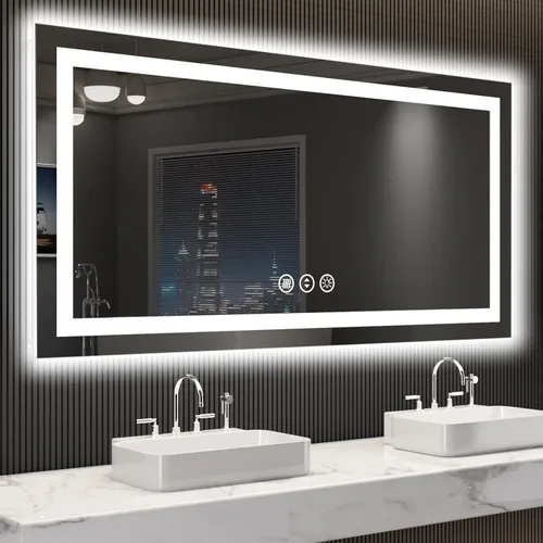 Miniatura 15 de LOAAO Espejo de Baño LED de 40"X32" con Luces, Antivaho, Regulable, Retroiluminación RGB + Iluminación Frontal, Espejo de Tocador de Baño