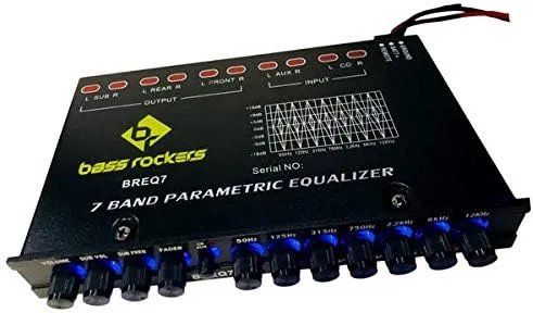 Bass Rockers BREQ7 7 bandas ecualizador paramétrico para audio de coche estéreo amplificador sub alto nivel altavoz entrada alta potencia delantera