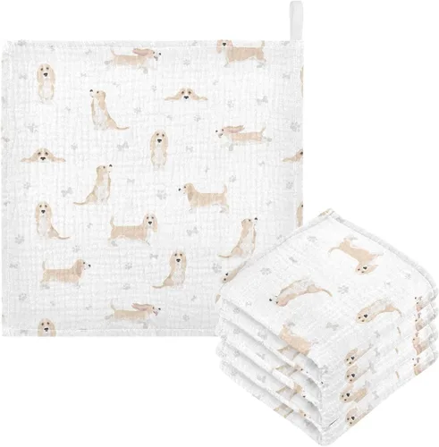 Miniatura 27 de Toallas de algodón para bebé, toallas de baño unisex para recién nacidos, toallitas naturales para piel delicada, 11.8 x 11.8 pulgadas, paquete de 5