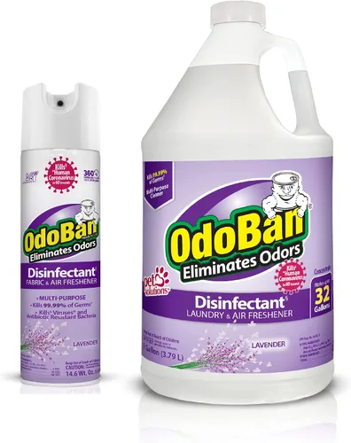 Miniatura 10 de OdoBan Desinfectante en aerosol continuo de 360 grados listo para usar y eliminador de olores fuertes, ambientador de telas y aire, fabricado