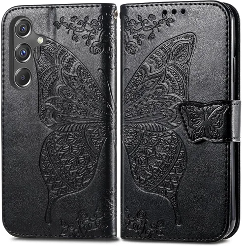 Miniatura 6 de Funda para teléfono Samsung Galaxy A15 5G, funda con tapa para mujer, tarjeteros de crédito en relieve mariposa flor de cuero PU correa de muñeca