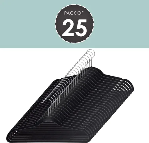 Miniatura 4 de Home Basics Perchas para trajes/ropa de interior de acero negro para interiores (paquete de 25), 9.25 pulgadas de alto x 18 pulgadas de ancho x 0.25