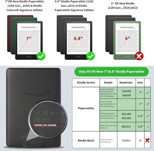 Miniatura 2 de COO Funda para Kindle Paperwhite de 6.8" (11ª generación - 2021) y Signature Edition, piel sintética de alta calidad para Kindle Paperwhite de 6.8