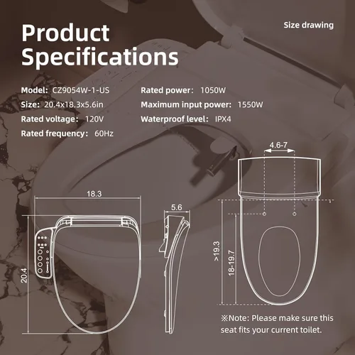 Miniatura 2 de BRAVAT® Asiento de inodoro electrónico inteligente con bidé, asiento con calefacción, agua caliente instantánea, boquilla de acero inoxidable
