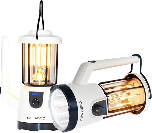 Paquete de 2 linternas LED recargables – 1200LM súper brillante, modos de foco y linterna, impermeable, banco de energía, para cortes de energía,
