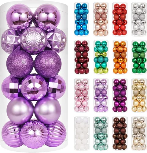 Miniatura 58 de XmasExp - Juego de 24 adornos de bola de Navidad mini irrompibles, adornos para árbol de Navidad, bolas de árbol de Navidad de 30 mm/1.18 pulgadas