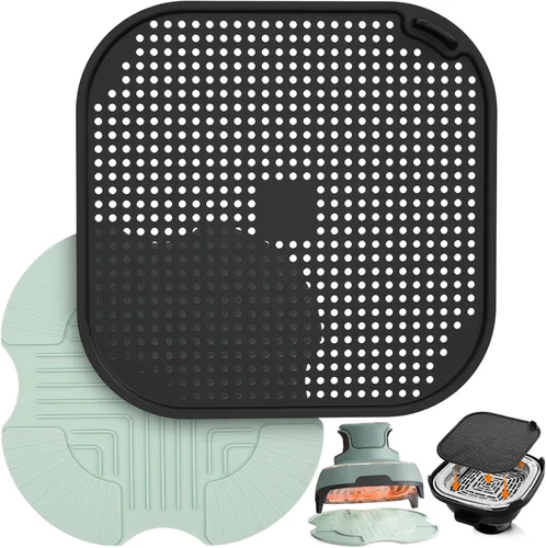 Miniatura 9 de 2 Piezas Salvamanteles de Silicona para Freidora de Aire y Protector contra Salpicaduras para Ninja Crispi, Alfombrilla Resistente al Calor