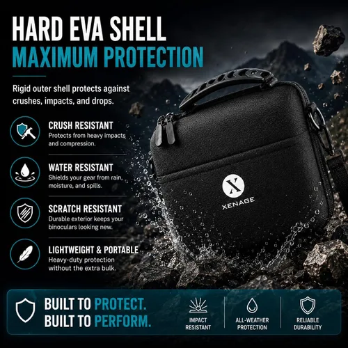 Miniatura 4 de Estuche para binoculares, funda protectora rígida de EVA con exterior resistente al agua, asa de transporte y correa para el hombro, se adapta a