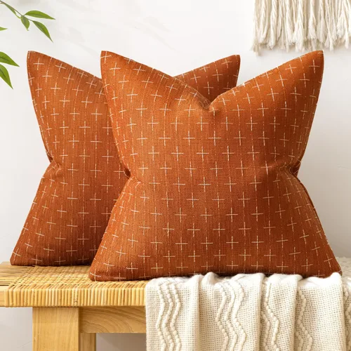 Miniatura 9 de MIULEE - Juego de 2 fundas de almohada decorativas de lino de arpillera, modernas, estilo campestre, rústicas, tejidas, con textura, para sofá, Gris