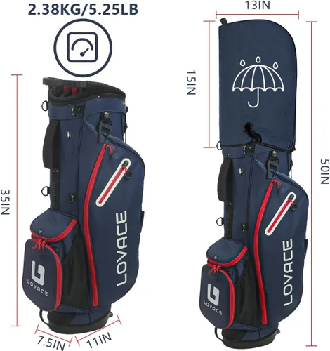 Miniatura 2 de Bolsa de golf con soporte de 14 divisiones, bolsa de golf ligera con soporte para hombres y mujeres Azul