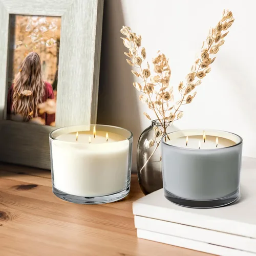 Miniatura 5 de SHOWIN Tarros de vela gruesos de 18 onzas para hacer velas, 6 unidades, frascos vacíos con tapas de madera para hacer velas, recipiente de muestra