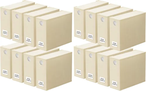 Miniatura 28 de SpaceAid Paquete de 8 Organizadores y Almacenamiento de Sábanas de Cama, Organizador de Sábanas Plegable para Armario de Ropa Blanca, Carpeta Beige