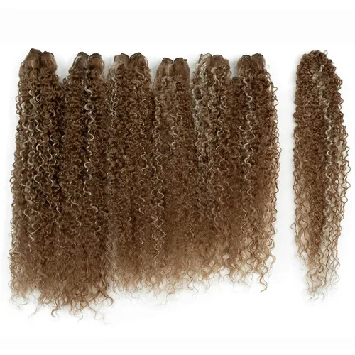 Miniatura 9 de 7 mechones de cabello sintético rizado tipo afro de 22, 24 y 26 pulgadas (7.76 oz) elaborado con fibra de alta temperatura.