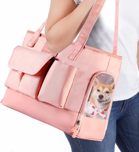 Miniatura 11 de Transportador de Gatos, Transportador de Perros, Transportador de Mascotas, Bolso de Perro de Cuero PU Premium Impermeable Plegable de Tela Oxford