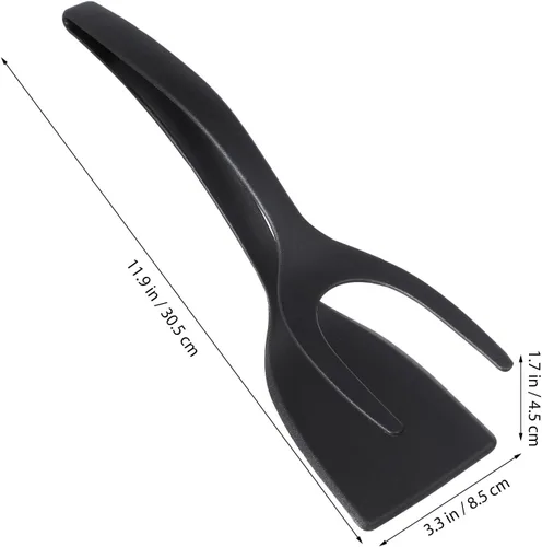 Miniatura 5 de Alipis Espátula de huevo 2 en 1 y pinzas de agarre para cocina en casa, material suave antiarañazos, ideal para tortillas, panqueques, filetes