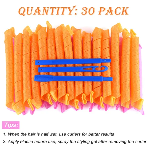 Miniatura 2 de TUPARKA Paquete de 30 rulos en espiral sin calor para cabello con ganchos de peinado para cabello extra largo de hasta 22 pulgadas