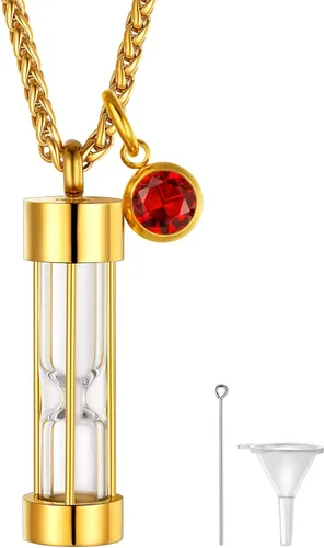 Miniatura 44 de FindChic Collares personalizados con urna para cenizas, barra vertical, gato, luna, reloj de arena, garra de perro, acero inoxidable, chapado en oro