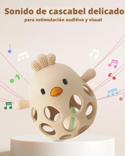 Miniatura 5 de ChooKaChoo Juguete de sonajero de dentición 2 en 1, mordedor sensorial para bebés de 3 a 12 meses, 100% silicona de grado alimenticio, fácil