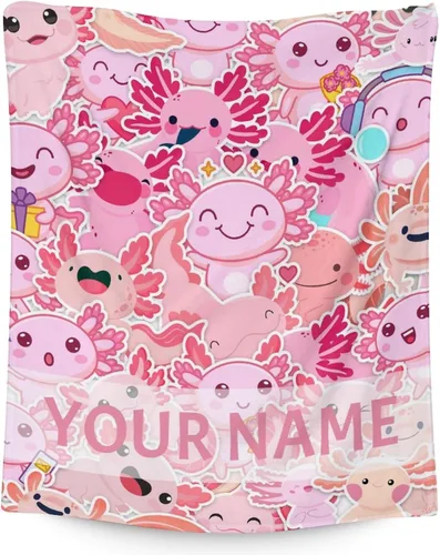 Miniatura 13 de Axolotl - Manta de regalo de 40 x 50 pulgadas para niñas, manta suave y mullida azul para cama, sofá y sala de estar Axolotl1-1