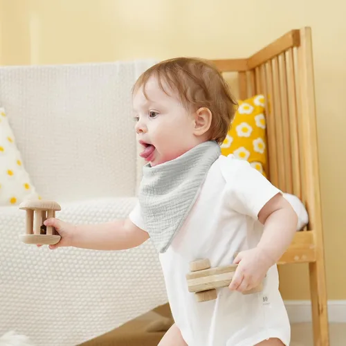 Miniatura 7 de Baberos de muselina para bebé, baberos de bandana para babeo para bebés niñas y niños, recién nacidos, niños pequeños, babeo y dentición rosado