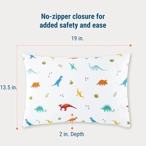 Miniatura 3 de Wildkin Funda de almohada 100% algodón para niños pequeños, hipoalergénica, suave y transpirable, dinosaurios jurásicos