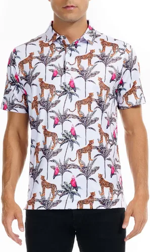 Miniatura 2 de DEOLAX Camisa de golf para hombre, con estampado de moda, atlética, de manga corta, clásica, casual, ajuste seco, suave, para hombres