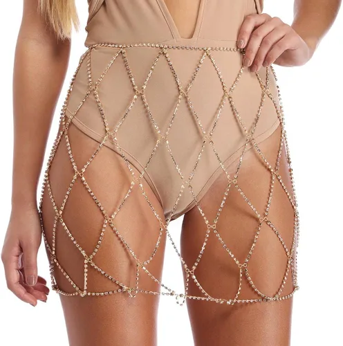 Miniatura 6 de Falda de diamantes de imitación para mujer cadena de cuerpo con franjas y cintura y cinturón de joyería sexy para cubrir para Rave Beach Dance Party