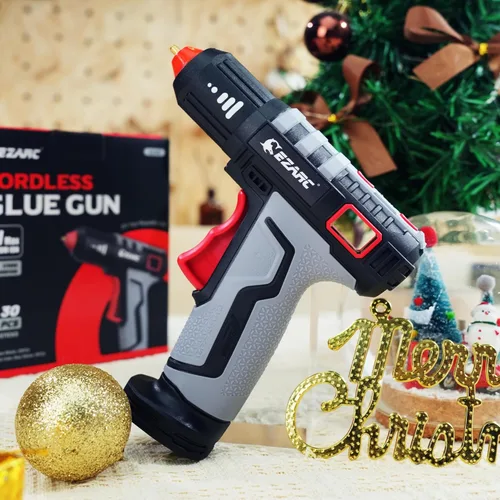 Miniatura 7 de EZARC Pistola de pegamento caliente inalámbrica con 30 mini barras de pegamento, kit de mini pistola de pegamento rápido de calentamiento en 15 Gris